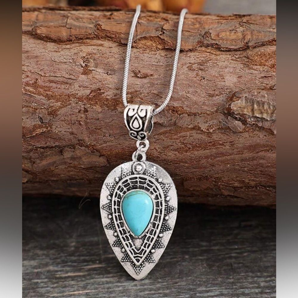 Silver Turquoise Pendant Necklace